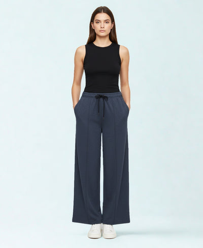 Rang Sitaray | Midnight Slate High-Waisted Wide-Leg Front Seam Trousers