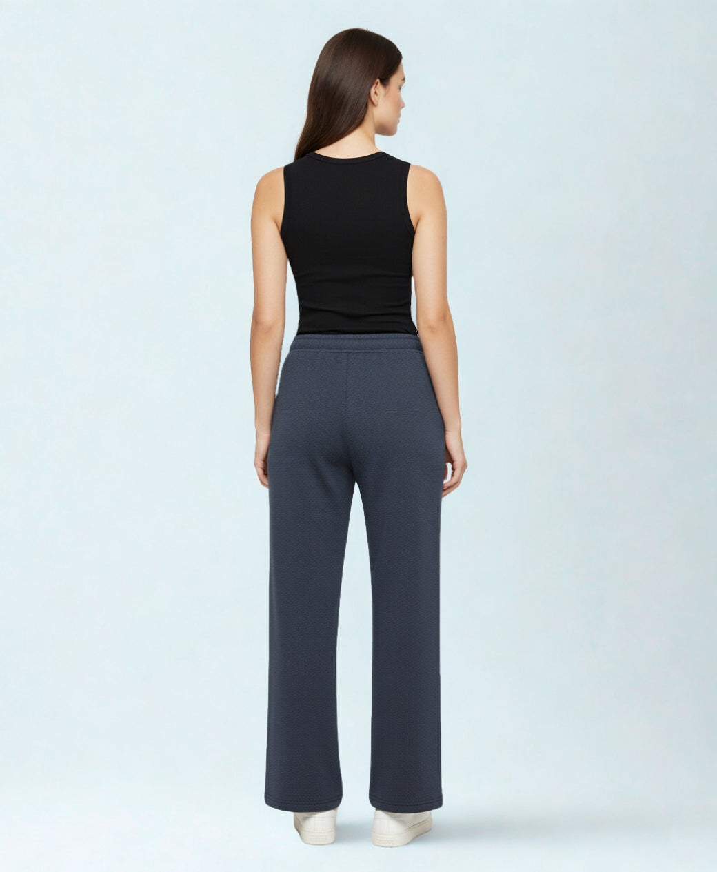 Rang Sitaray | Midnight Slate High-Waisted Wide-Leg Front Seam Trousers