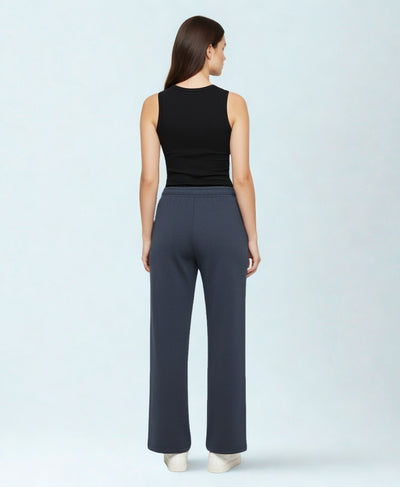Rang Sitaray | Midnight Slate High-Waisted Wide-Leg Front Seam Trousers