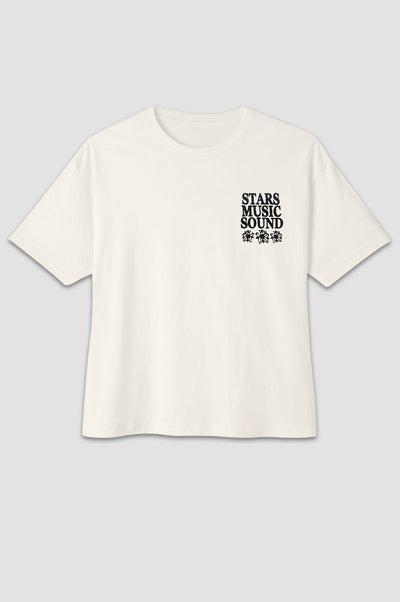 Off White Pull&Bear ‘STARS MUSIC SOUND’ Tee – Street-Ready Style with a Clean Look