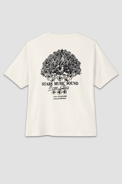 Off White Pull&Bear ‘STARS MUSIC SOUND’ Tee – Street-Ready Style with a Clean Look