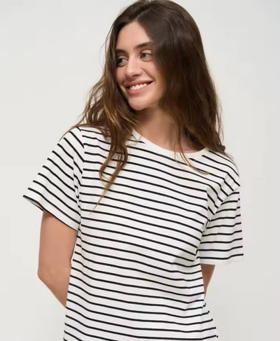 Premium Black & White Striped T-Shirt for Women – French Terry Summer Tee | Rang Sitaray
