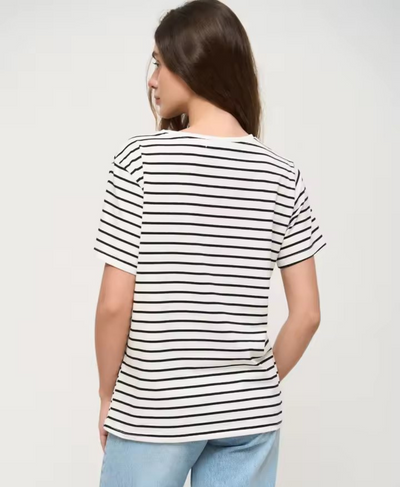Premium Black & White Striped T-Shirt for Women – French Terry Summer Tee | Rang Sitaray
