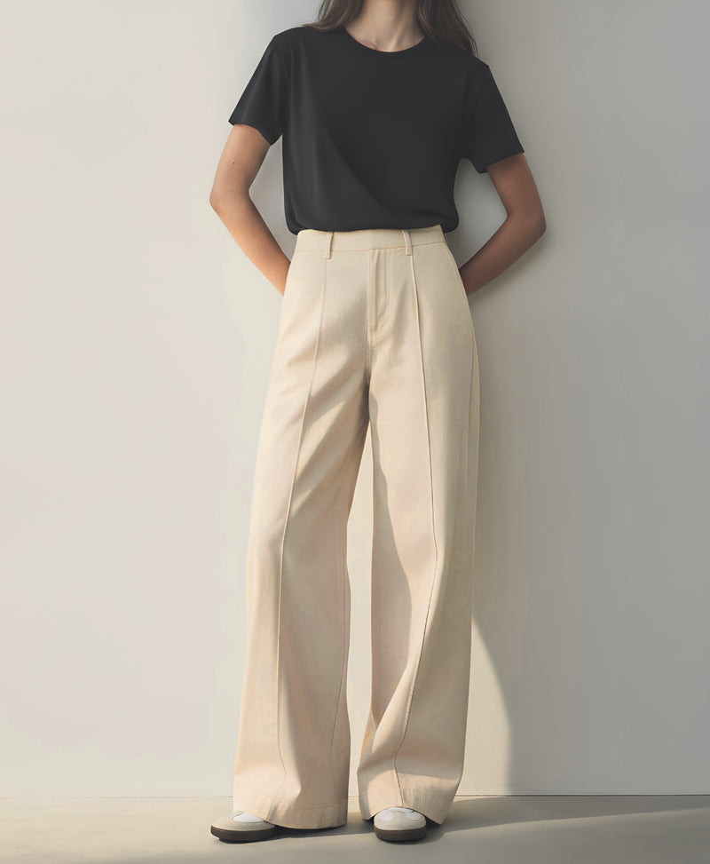Rang Sitaray | Warm Beige Front Seam Wide Leg Jeans (Surplus Edit)