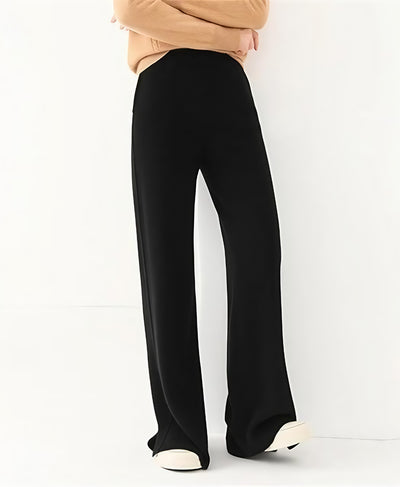 Jet Black Double Seam Side Slit Wide-Leg Trouser | Rang Sitaray