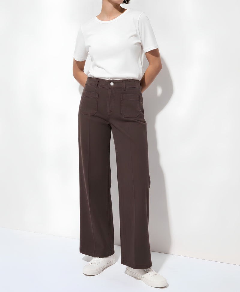 Rang Sitaray | Mocha Brown High-Waisted Front Pocket Wide Leg Jeans (Surplus Edit)
