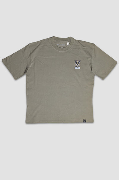 Olive Green Oversized Tee – Statement Graphic & Relaxed Fit