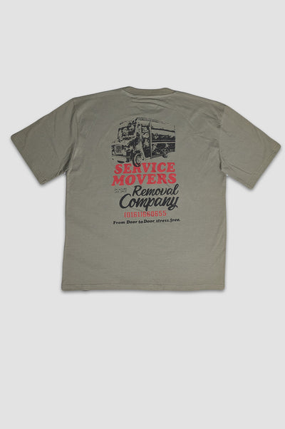 Olive Green Oversized T-Shirt – Service Movers Graphic Print