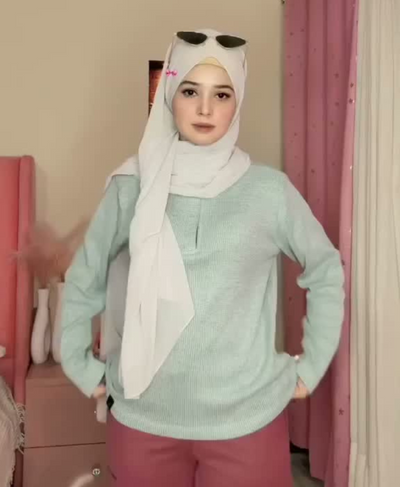 Relaxed Fit Thermal Mock Neck Full Sleeve Zipper - Arctic Blue