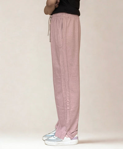 Dusty Rose Wide-Leg Trousers with Side Slit | Rang Sitaray