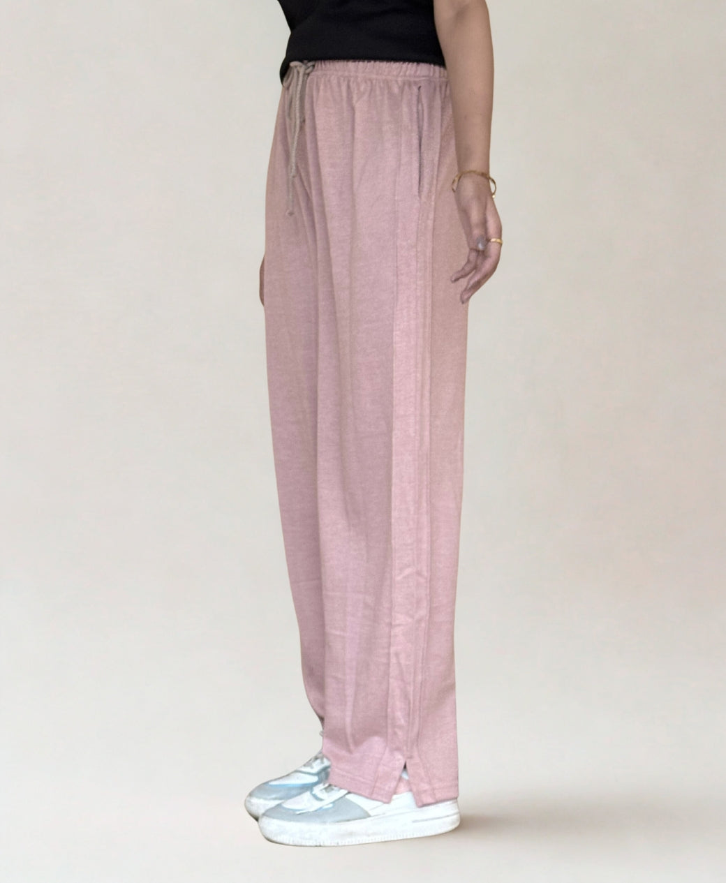 Dusty Rose Wide-Leg Trousers with Side Slit | Rang Sitaray