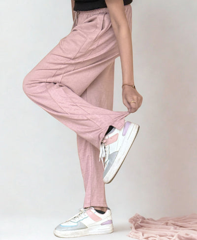 Dusty Rose Wide-Leg Trousers with Side Slit | Rang Sitaray