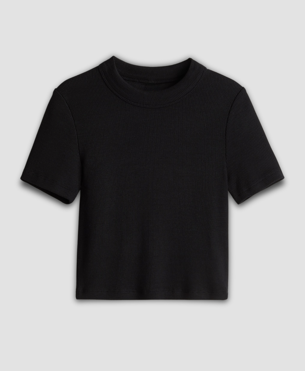 Fitted Black Ribbed Round Neck T-Shirt for Women – Summer Basic Tee | Rang Sitaray