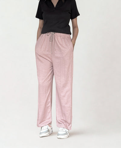 Dusty Rose Wide-Leg Trousers with Side Slit | Rang Sitaray