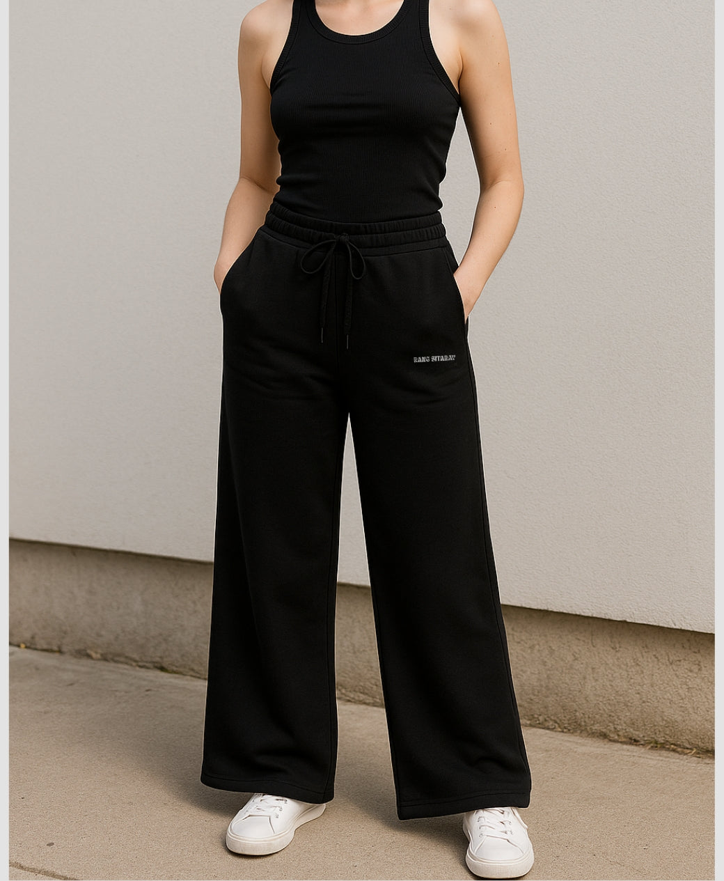 Pack of 2 High-Waisted Wide-Leg Trousers – Black & Beige | Rang Sitaray
