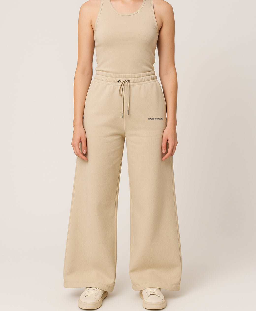 Rang Sitaray - Beige High-Waisted Wide-Leg Trousers