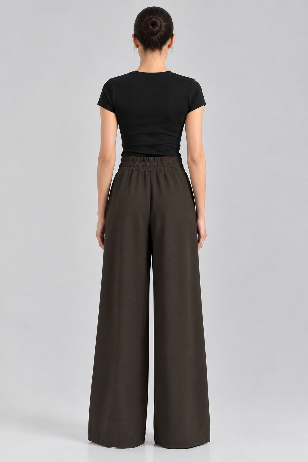 Dark Camouflage Brown High-Waisted Wide-Leg Trousers | Rang Sitaray