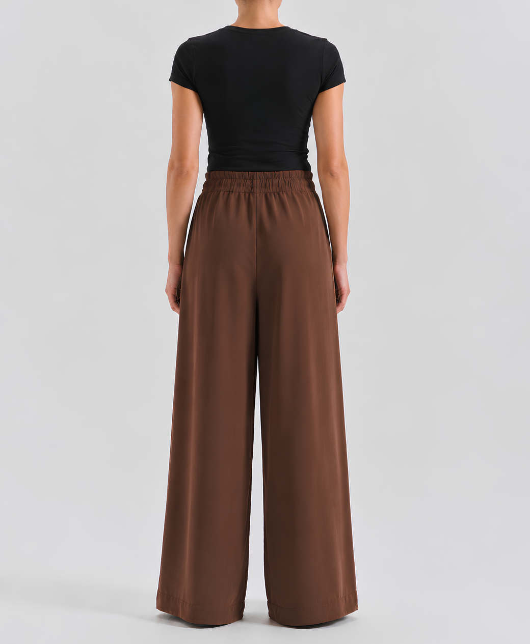 Cinnamon Brown High-Waisted Pleated Wide-Leg Trousers | Rang Sitaray
