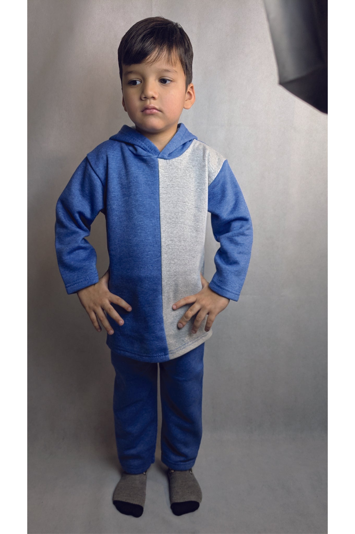 Casual Tracksuit for Boys & Girls – Fleece 2-Piece Outfit Set - Cool Tones