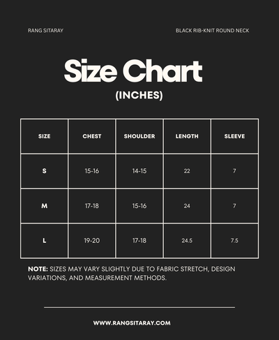Fitted Black Ribbed Round Neck T-Shirt for Women – Summer Basic Tee | Rang Sitaray