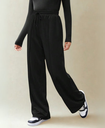 Black Front Seam Wide-Leg Trouser – Rang Sitaray | Soft French Terry (Pre-Order)