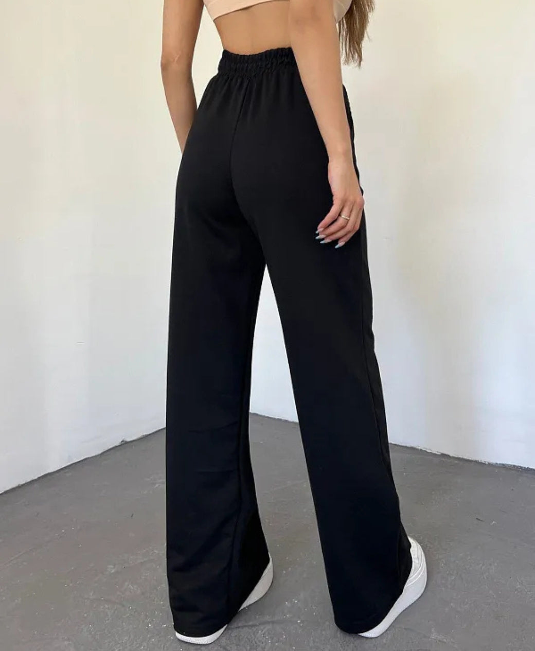 Black Front Seam High Waisted Wide-Leg Trouser | Rang Sitaray (Pre-Order)