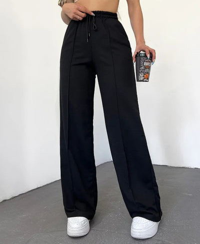 Black Front Seam High Waisted Wide-Leg Trouser | Rang Sitaray (Pre-Order)