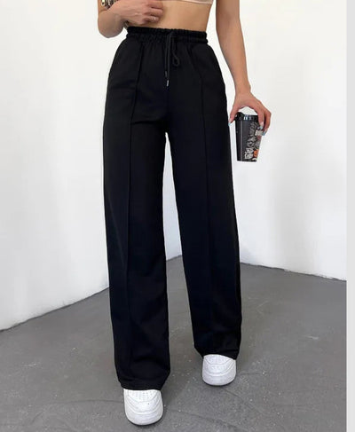 Black Front Seam High Waisted Wide-Leg Trouser | Rang Sitaray (Pre-Order)
