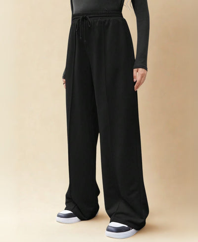 Black Front Seam Wide-Leg Trouser – Rang Sitaray | Soft French Terry (Pre-Order)