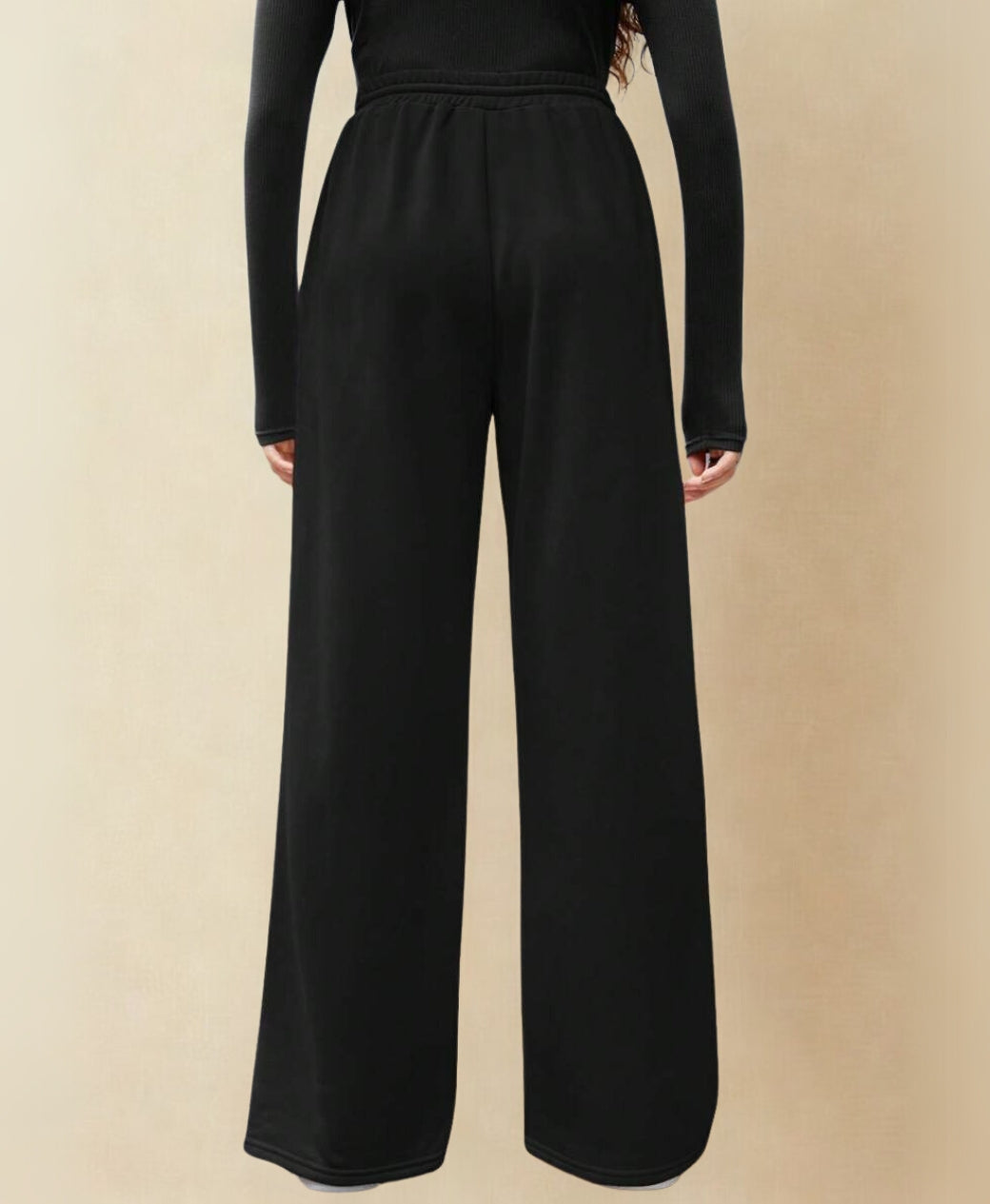 Black Front Seam Wide-Leg Trouser – Rang Sitaray | Soft French Terry (Pre-Order)