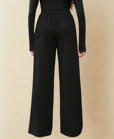 Black Front Seam Wide-Leg Trouser – Rang Sitaray | Soft French Terry (Pre-Order)