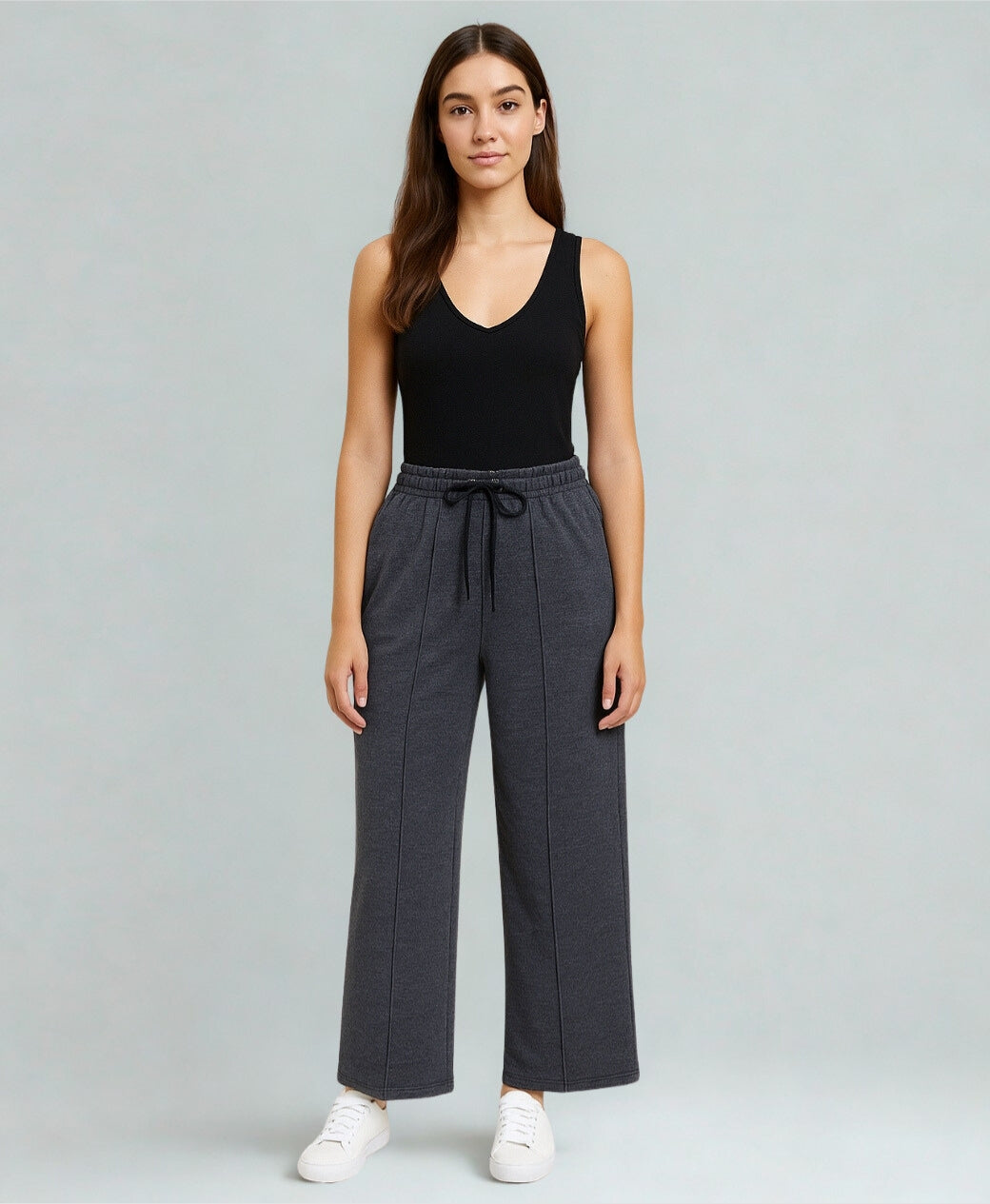 Rang Sitaray | Midnight Slate High-Waisted Wide-Leg Front Seam Trousers