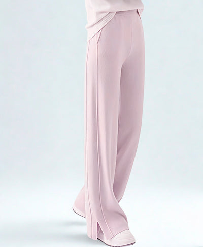 Blush Bloom Double Seam Side Slit Wide-Leg Trousers | Rang Sitaray