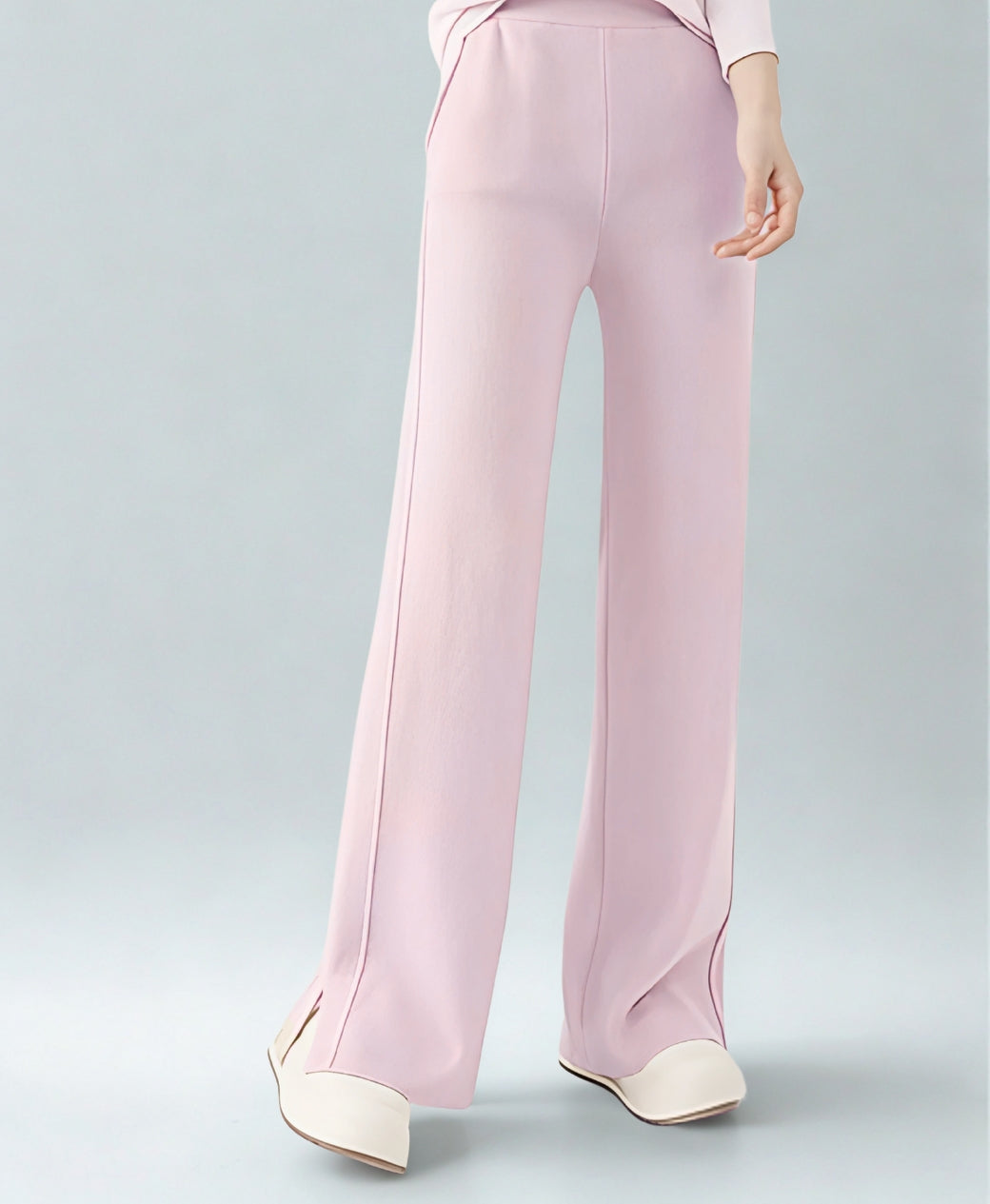Blush Bloom Double Seam Side Slit Wide-Leg Trousers | Rang Sitaray