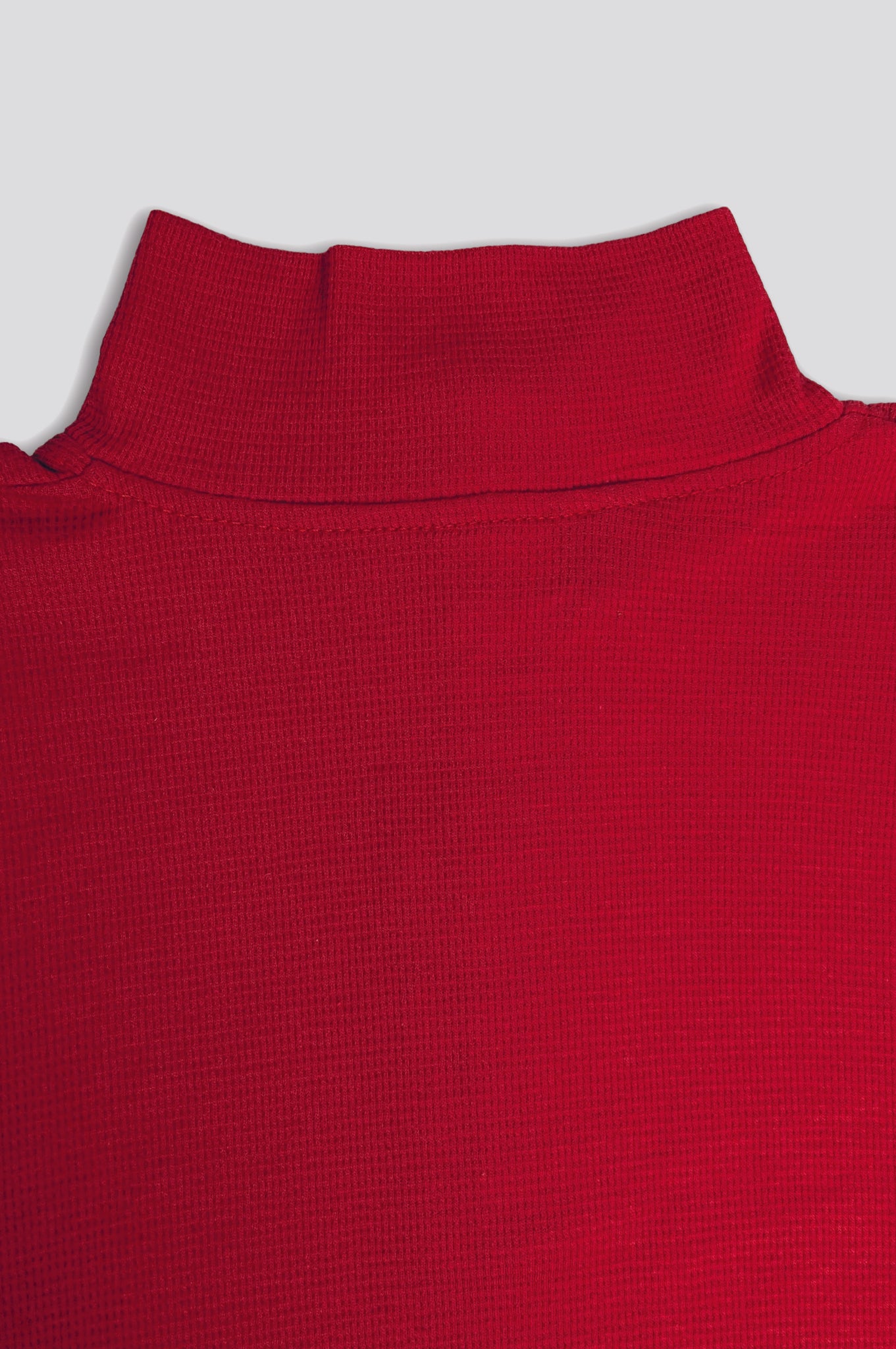 Relaxed Fit Thermal Mock Neck Full Sleeve Zipper - Red