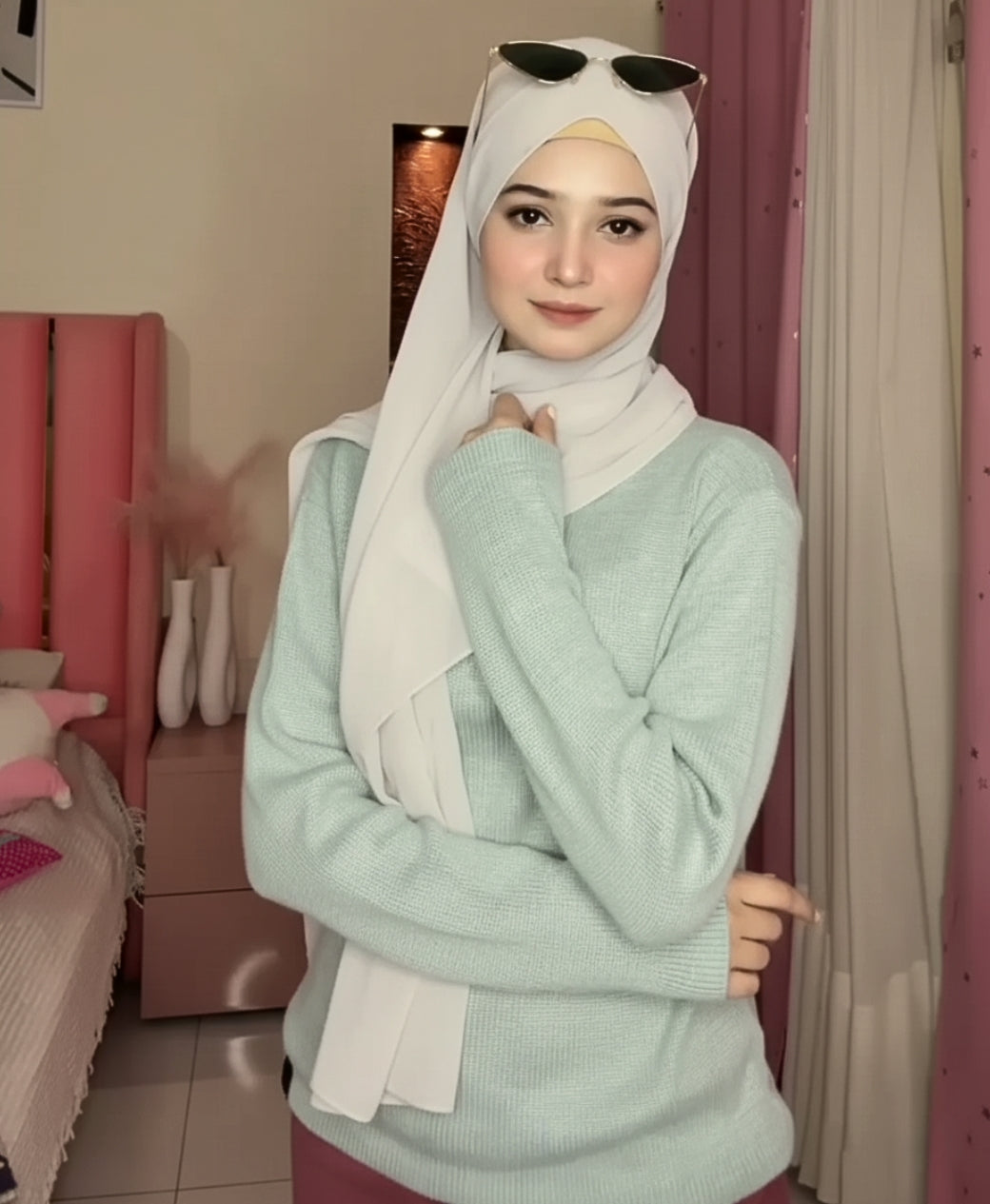 Relaxed Fit Thermal Mock Neck Full Sleeve Zipper - Arctic Blue